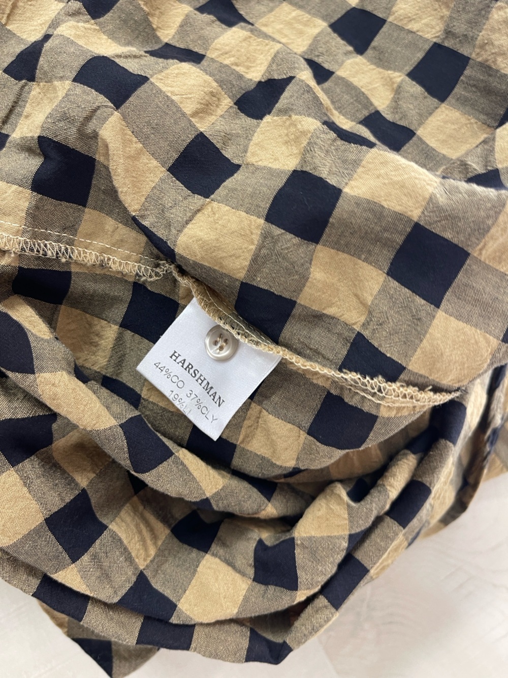 HARSHMAN plaid shirt dress textured small lagenlook - Picture 7 of 7